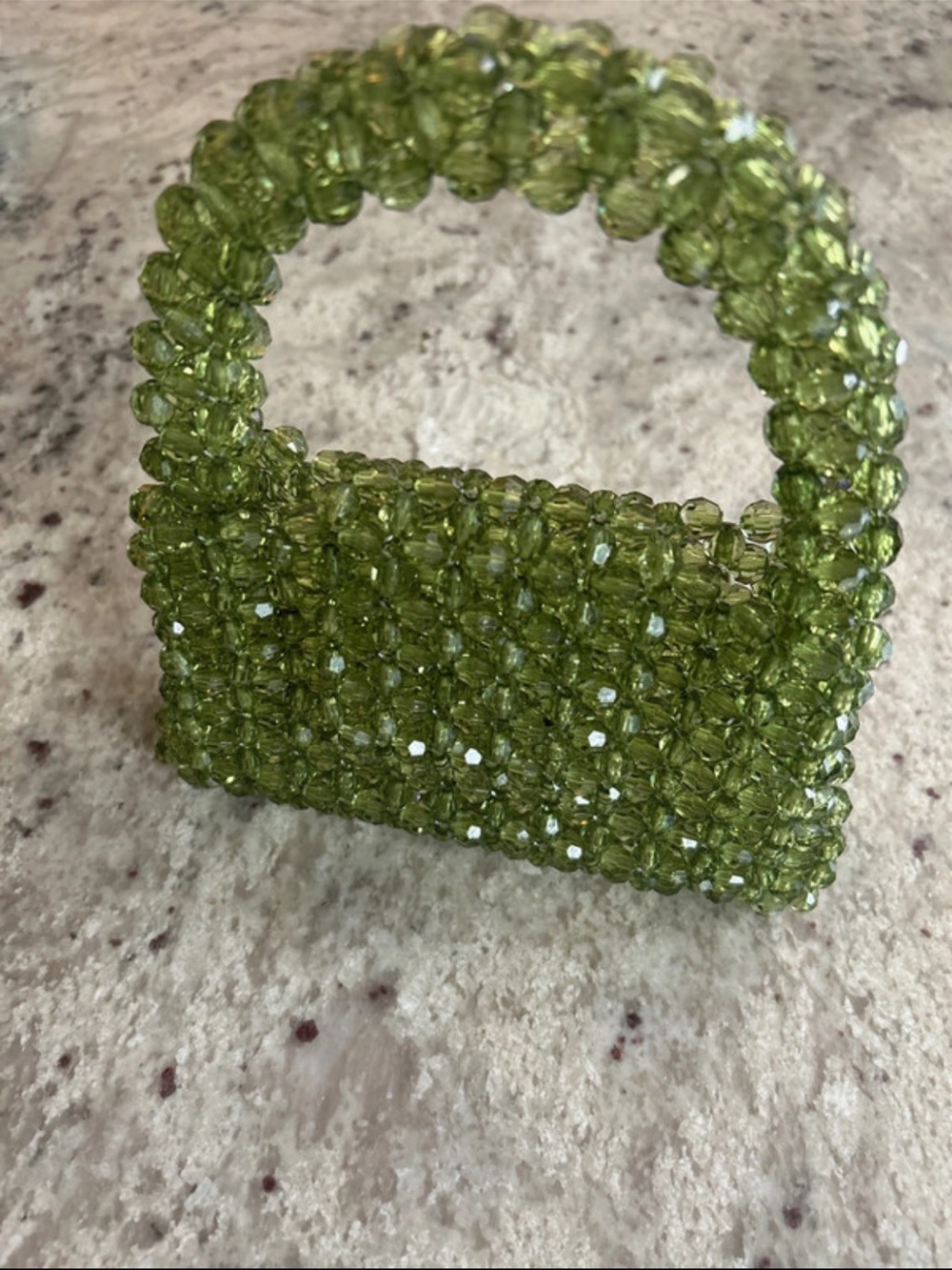 Green Beaded Mini Tote Bag